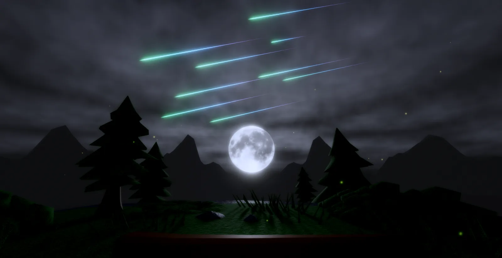 Moonlit forest environment